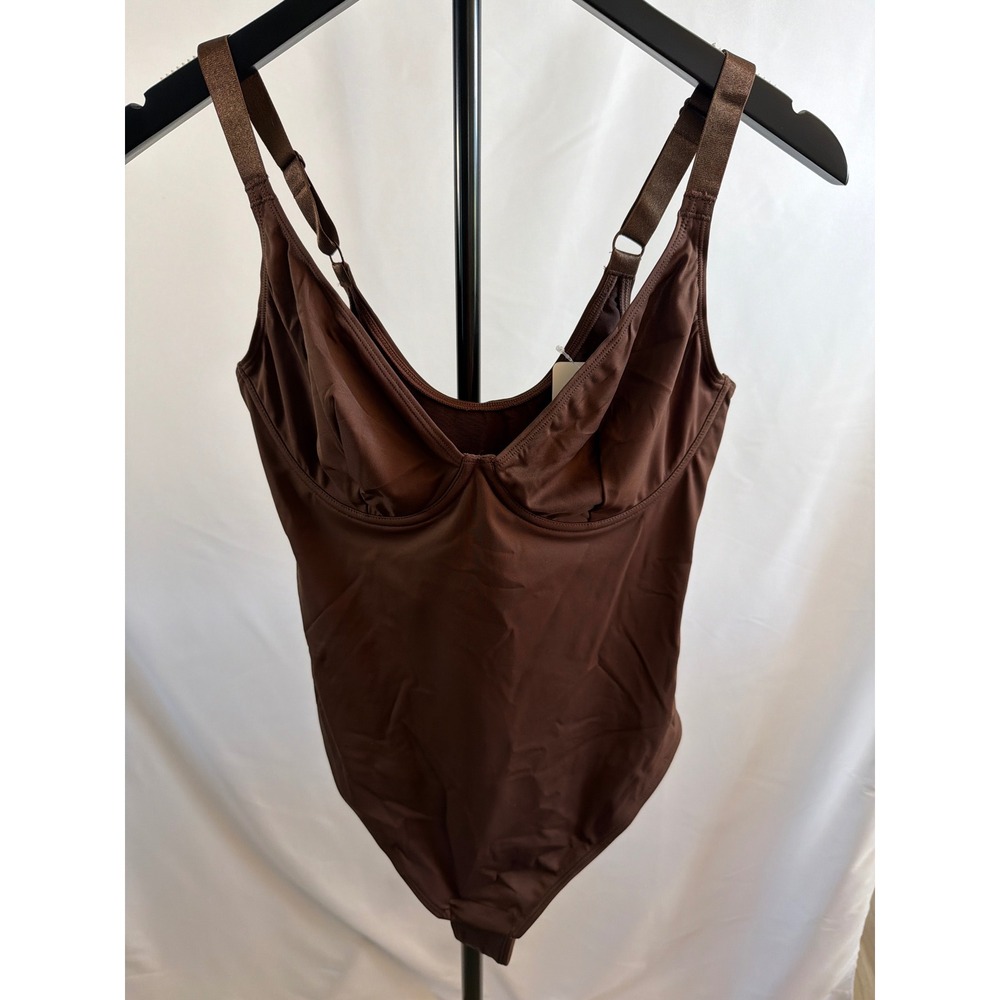 Feelingirl Brown Shapewear Bodysuit Underwire Thong Back Size Medium NWT
